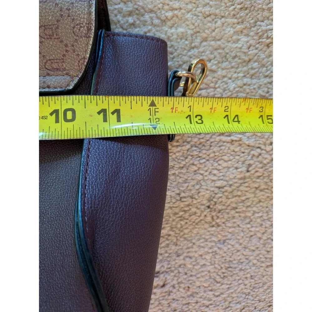 Dune London Plum‎ Purple Monogram Flap Satchel Crossbody Handbag Gold Hardware